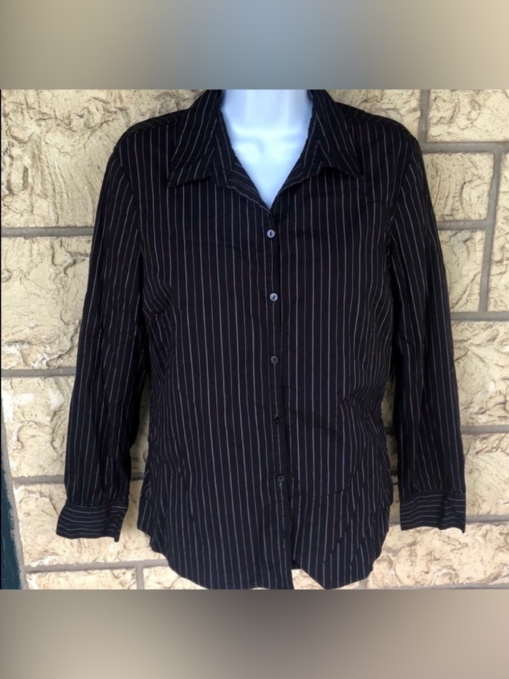 Perfect fit old navy dress top button down pinstripe large casual career
